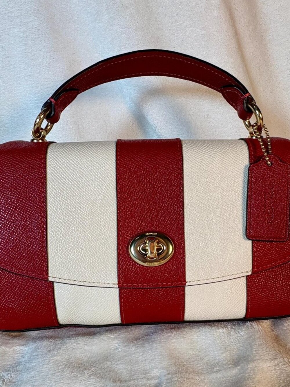 Coach Tilly Satchel 23 Top Handle in Red and White